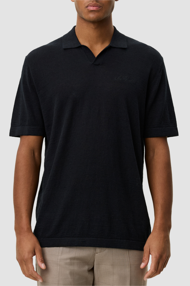 Les Deux Emmanuel Knit Polo - Black