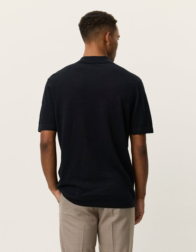 Les Deux Emmanuel Knit Polo - Black