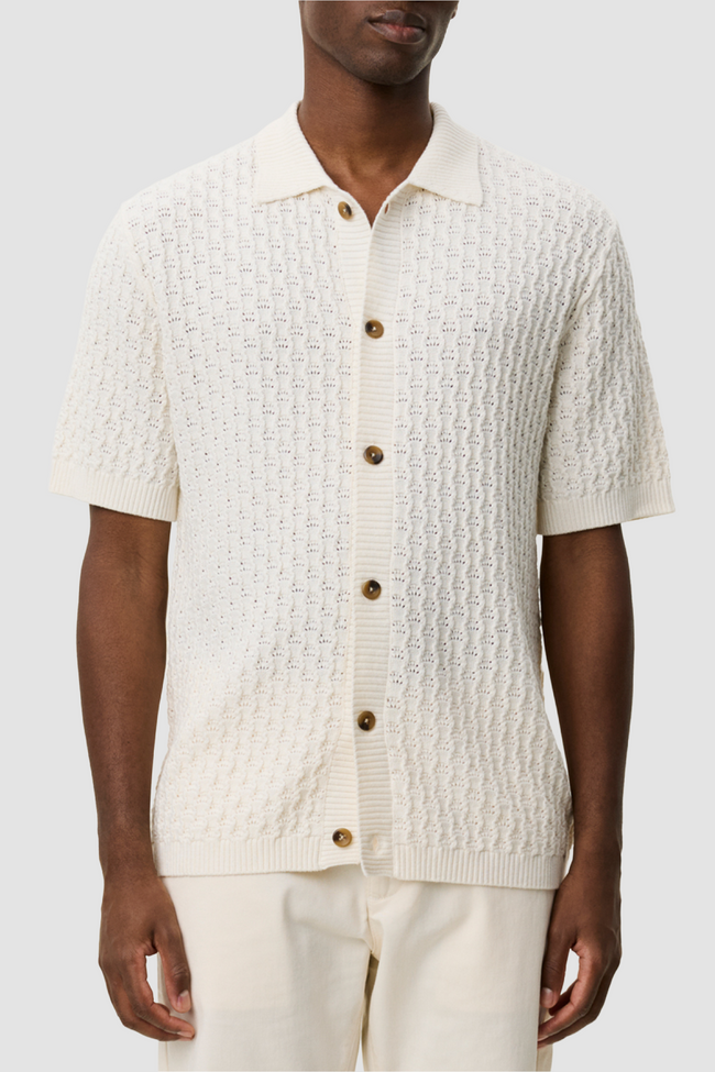 Les Deux Gespertus SS Knit Shirt - Eggyolk White