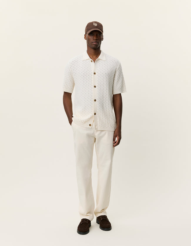 Les Deux Gespertus SS Knit Shirt - Eggyolk White