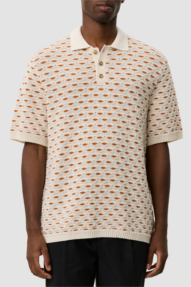 Les Deux Esmay Shell Knit Polo - Eggnog White