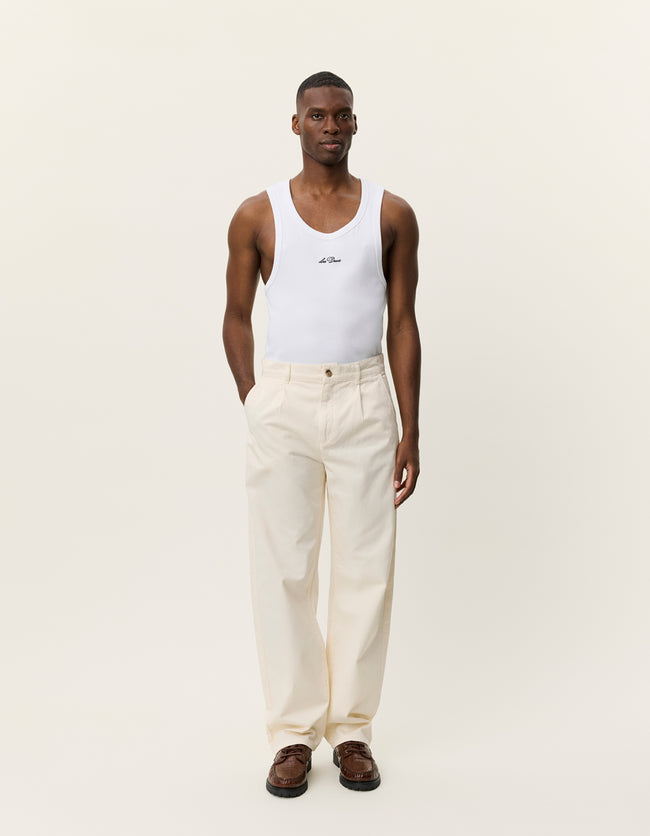 Les Deux Romeo Pleated Chino Pants - Eggnog White