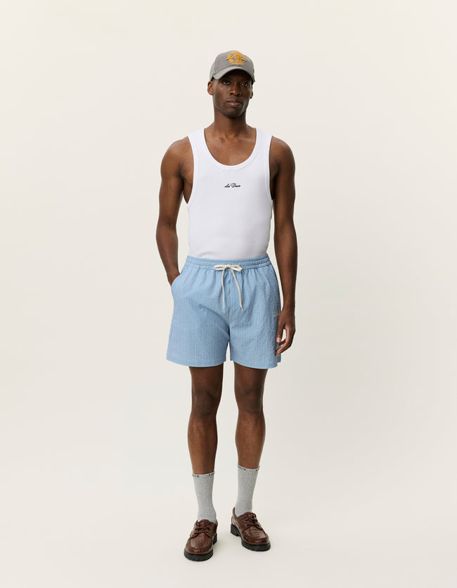 Les Deux Stan Stripe Seersucker Swimsuit - Blue