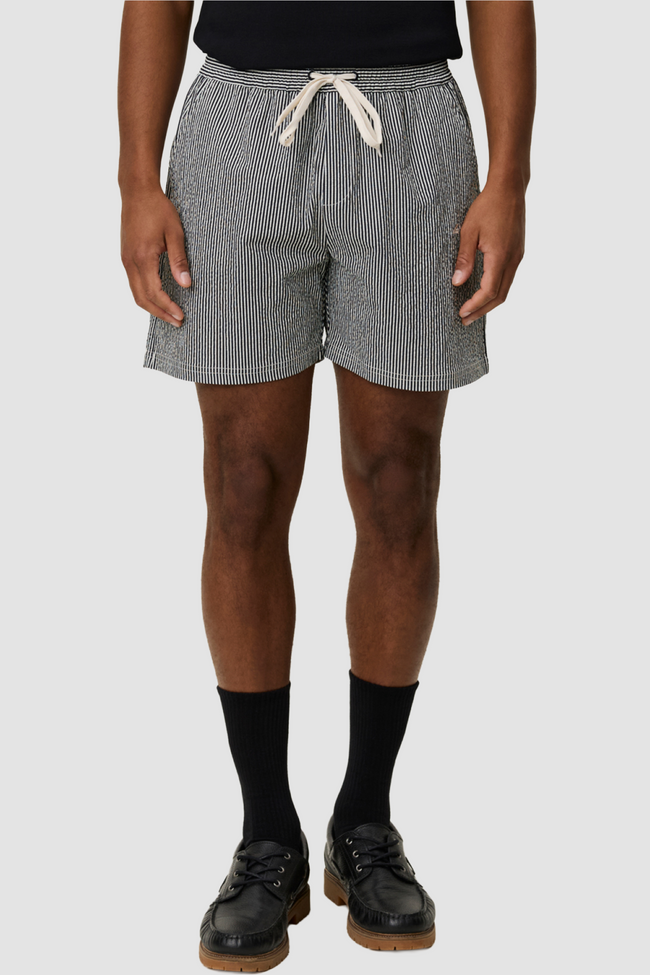 Les Deux Stan Stripe Seersucker Swimsuit - Black