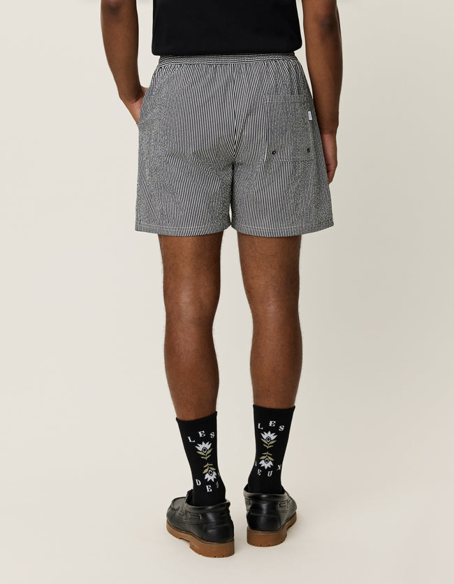 Les Deux Stan Stripe Seersucker Swimsuit - Black