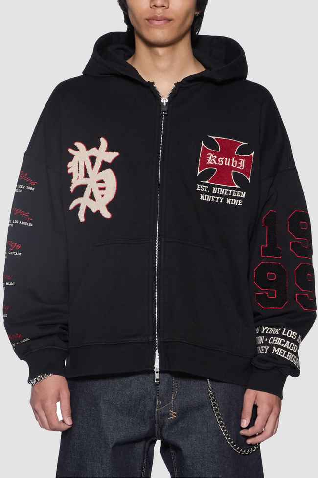 Ksubi League Zip Thru Hoodie – Black