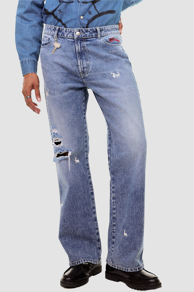 Carne Bollente Bell Bottom Bunny Jeans - Blue