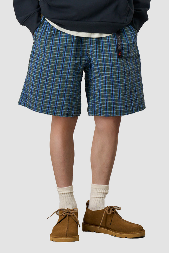 Gramicci O.G. G-Short Seersucker Plaid Shorts - Blue