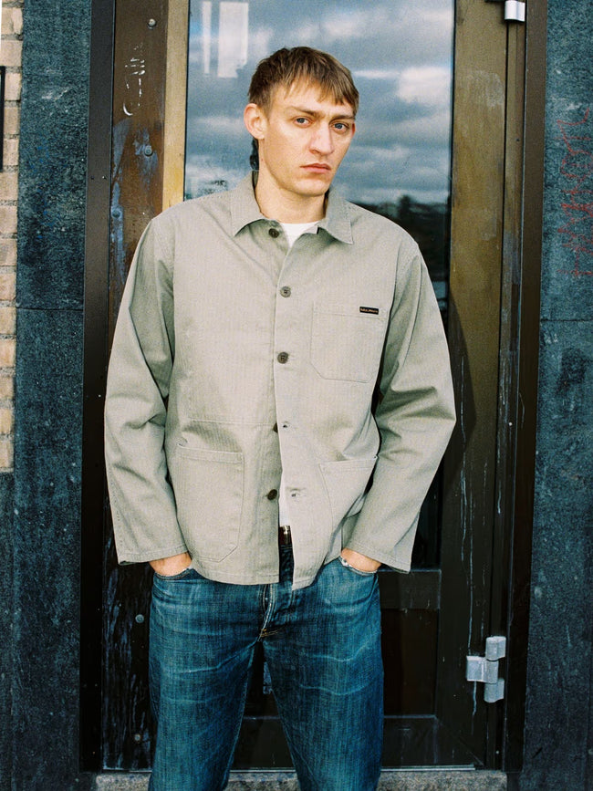 Nudie Jeans Buddy Chore Herringbone Jacket - Green