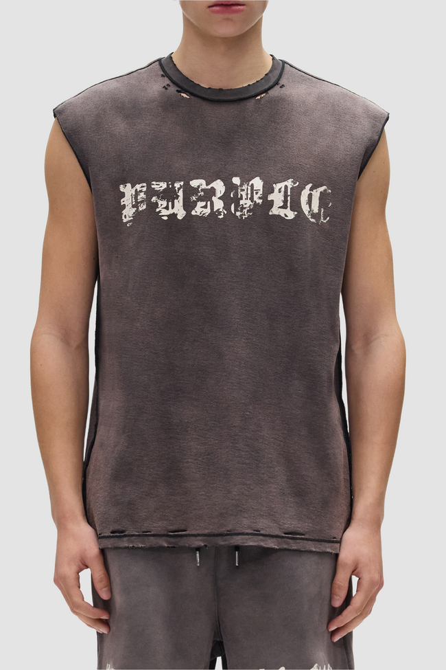 Purple Brand P103 Worn Gothic Tank - Black