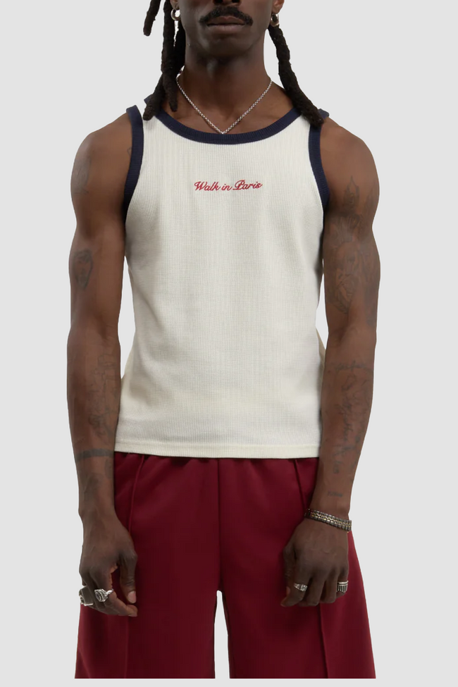 Walk in Paris Waffle Tank Top - Beige