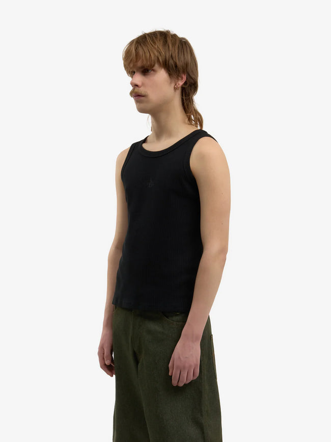 Walk in Paris Waffle Tank Top - Black