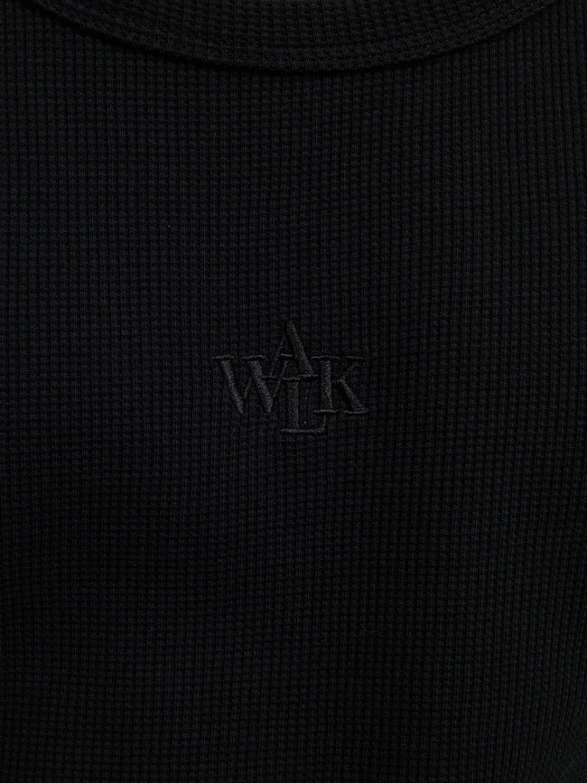 Walk in Paris Waffle Tank Top - Black