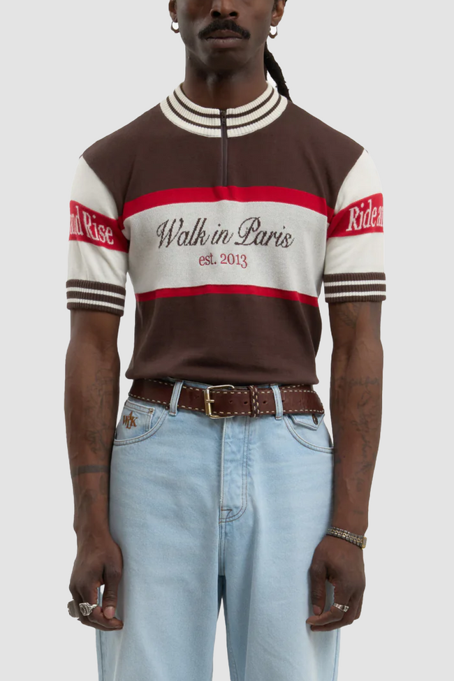 Walk in Paris Knit Cycling Top - Brown