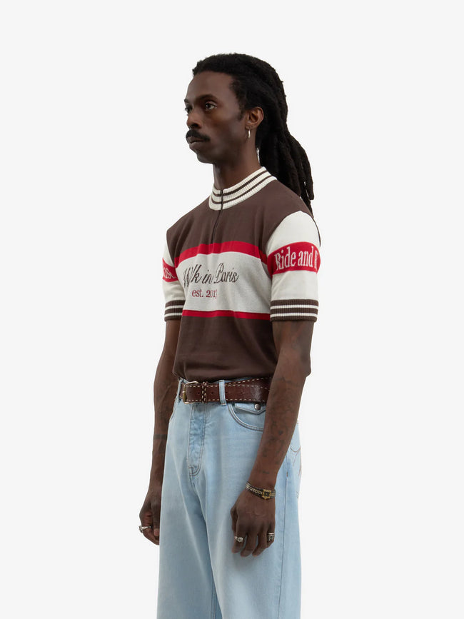 Walk in Paris Knit Cycling Top - Brown