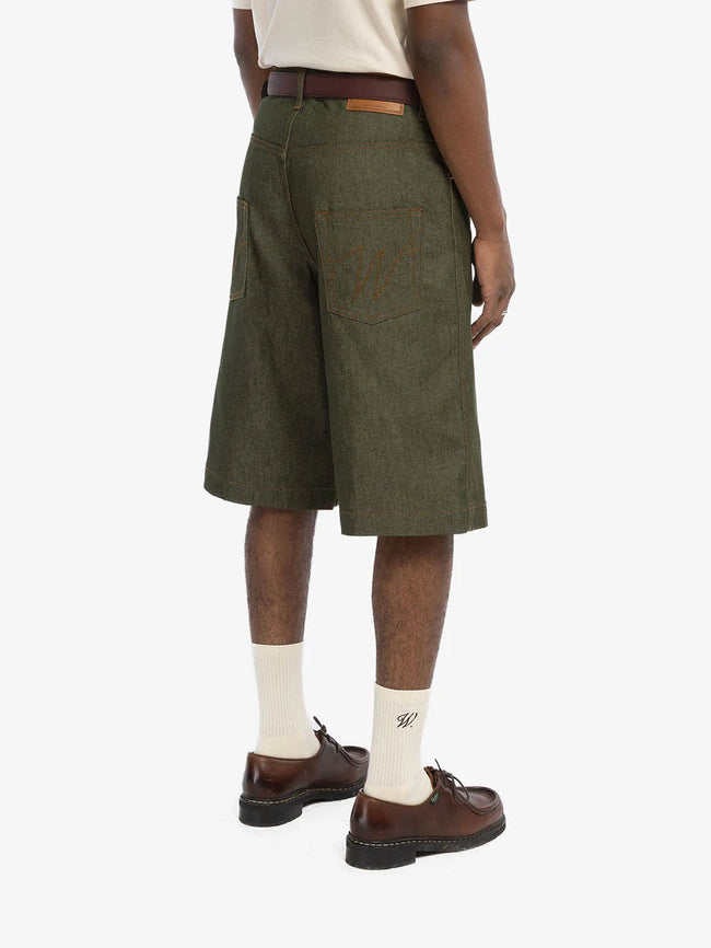 Walk in Paris Baggy Raw Denim Shorts - Green