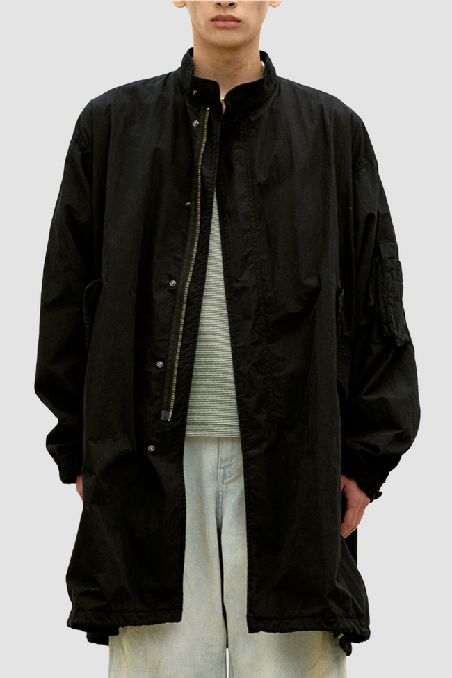 COOR Garment Dyed Fishtail Parka Jacket - Black
