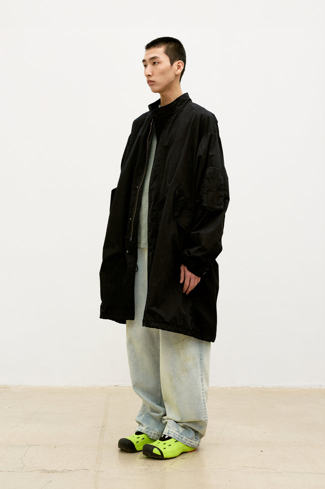 COOR Garment Dyed Fishtail Parka Jacket - Black
