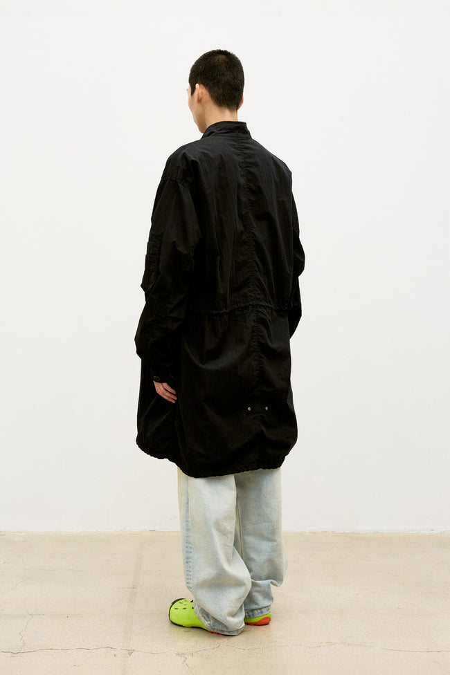 COOR Garment Dyed Fishtail Parka Jacket - Black