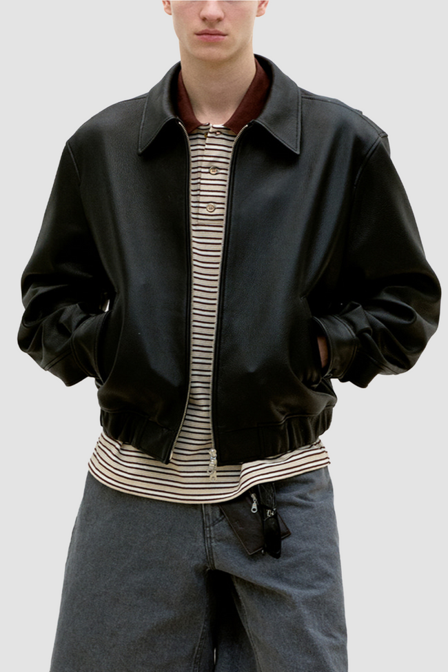 COOR Goatskin Blouson Jacket - Black