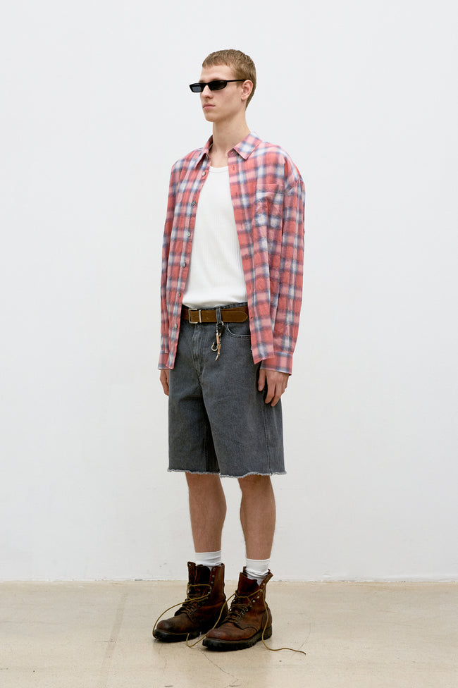 COOR Seersucker Ombre Check Shirt - Pink