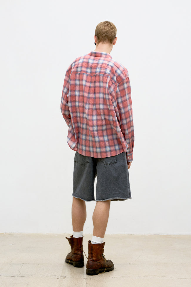COOR Seersucker Ombre Check Shirt - Pink