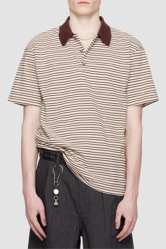 COOR Multi-Pin Stripe Polo - Brown