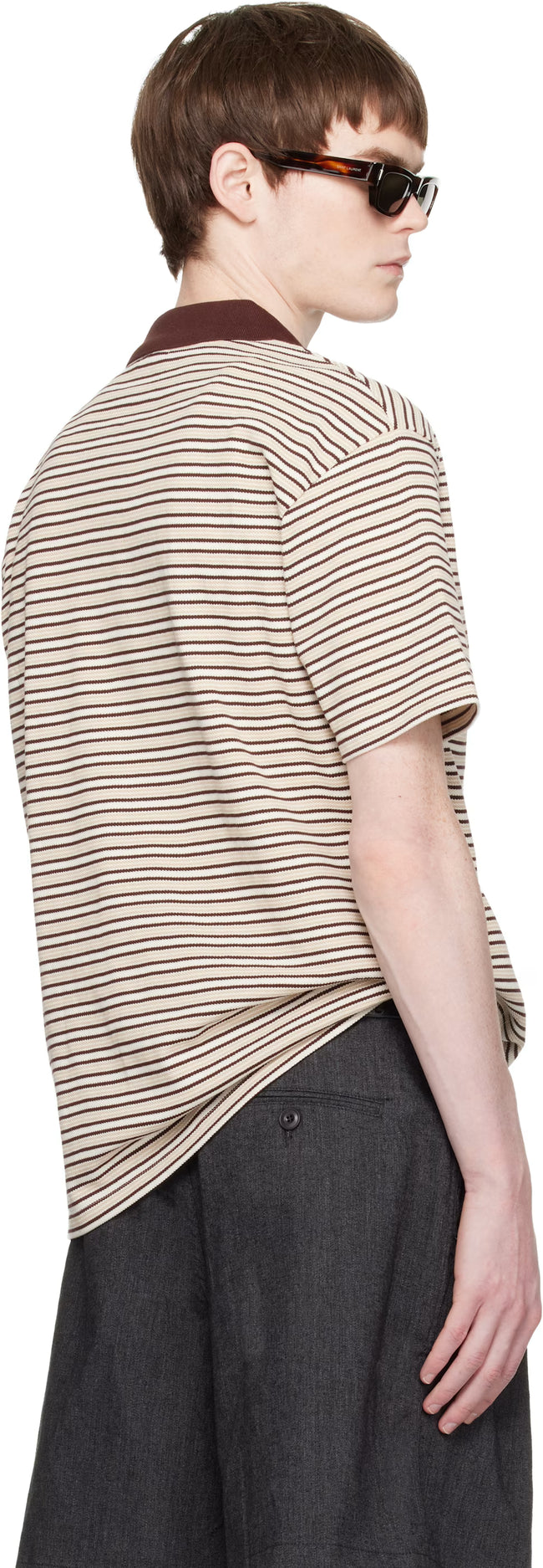 COOR Multi-Pin Stripe Polo - Brown