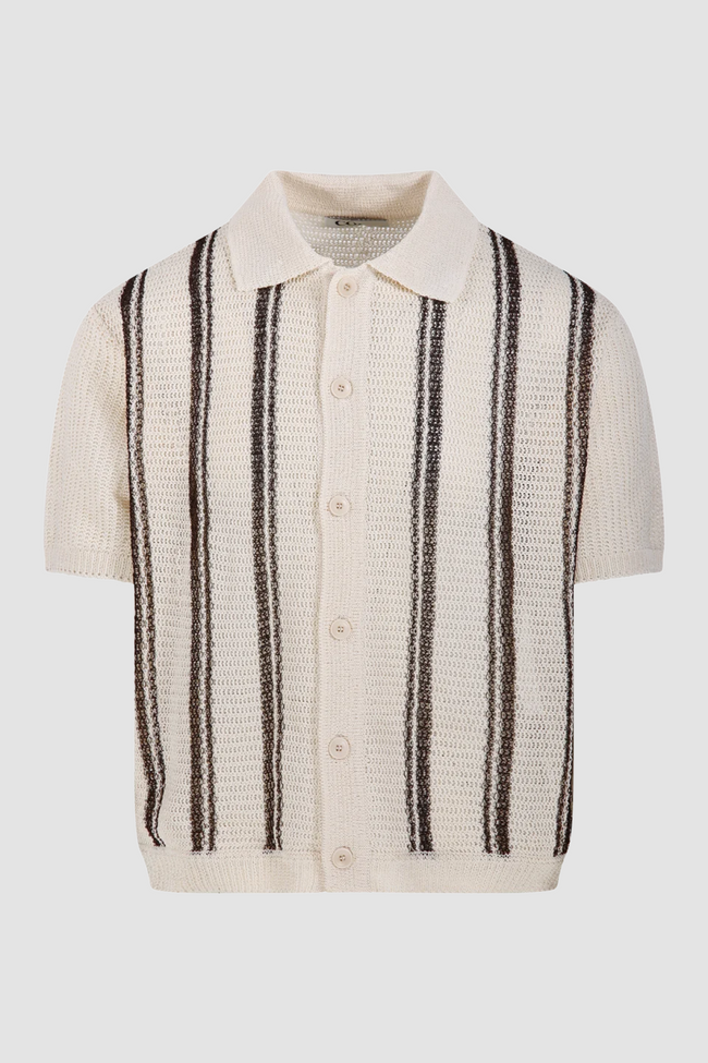 COOR Double Pin Striped Polo - Ivory