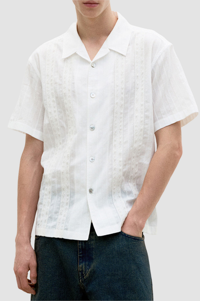 COOR Guayabera Tape Shirt - White