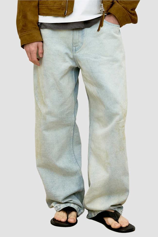 COOR Straight Cut Sand Washed Jeans - Ice