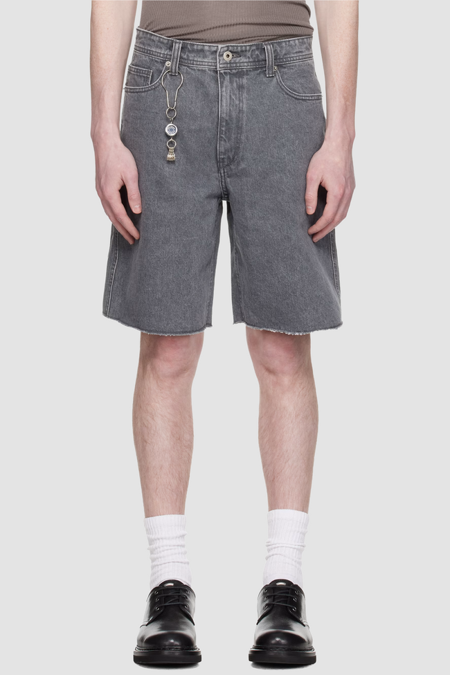 COOR Washed Cutoff Denim Shorts - Grey