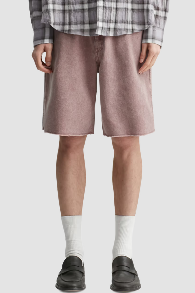 COOR Washed Cutoff Denim Shorts - Pink