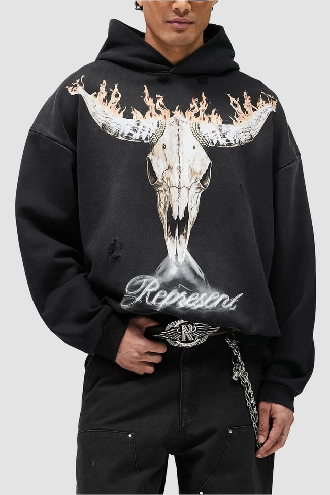 Represent British Cowboy Hoodie - Stained Black