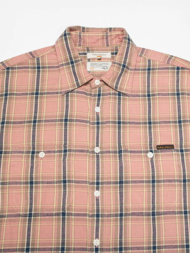 Nudie Jeans Julian Worker Check Shirt - Pink