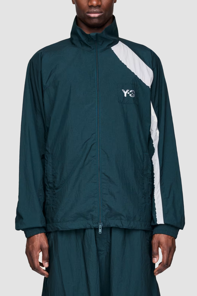 Y-3 Raw Edge 3 Stripes Nylon Shell Jacket - Aurora Ivy / Chalk Pearl