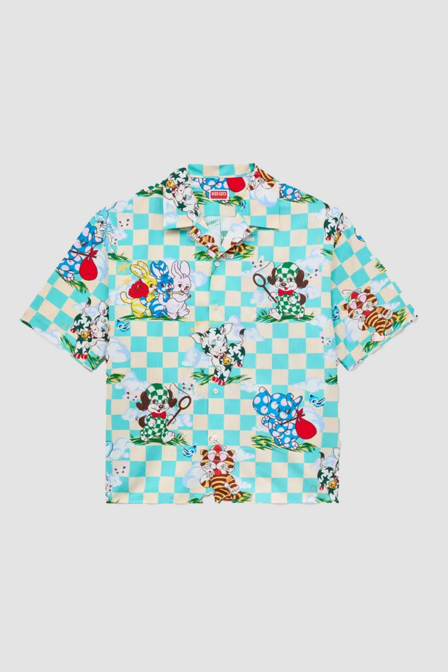Kenzo Cartoon Hawaiian Shirt - Aqua