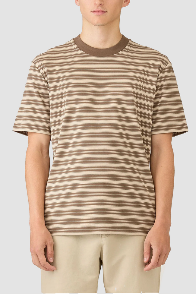 Sunspel Relaxed Fit Heavyweight Stripe Tee - Hazelwood Dark Cedar