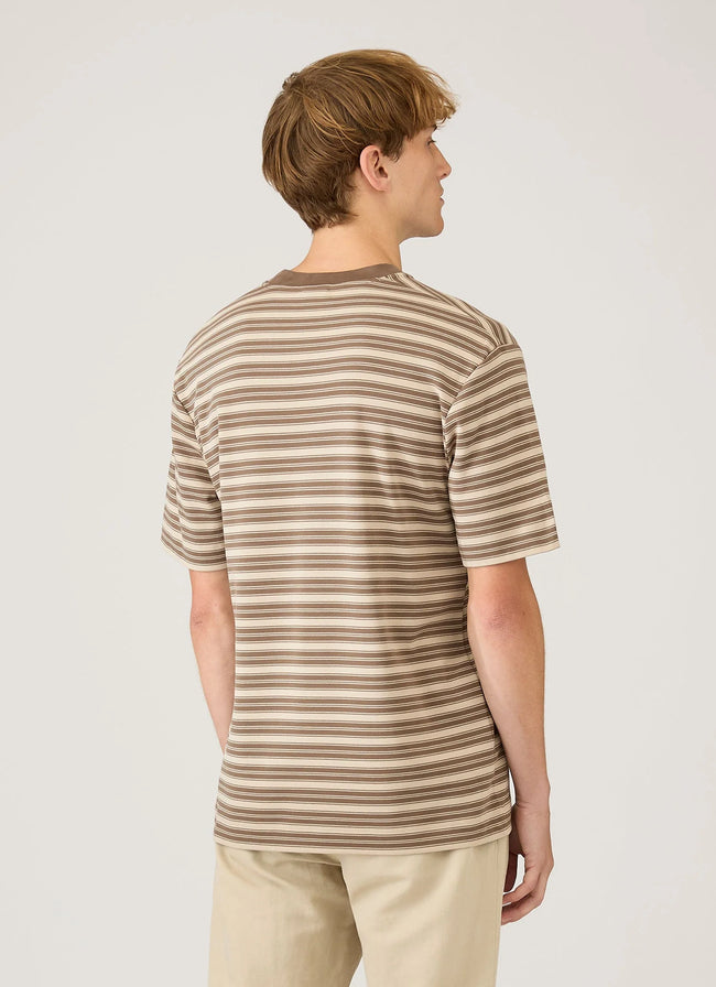 Sunspel Relaxed Fit Heavyweight Stripe Tee - Hazelwood Dark Cedar