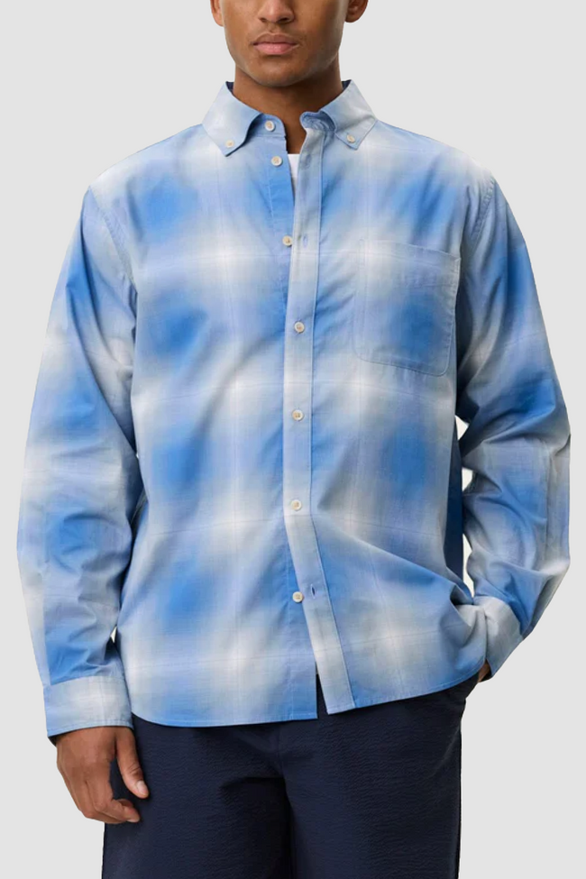 Les Deux Kent Shadowcheck Shirt - Blue