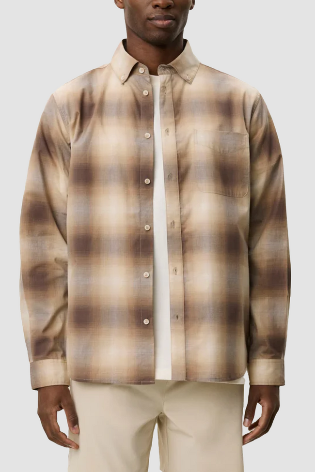 Les Deux Kent Shadowcheck Shirt - Dark Sand