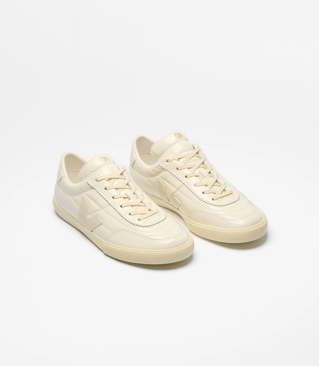 Veja Womens Panenka Patent Leather Sneakers - Off White