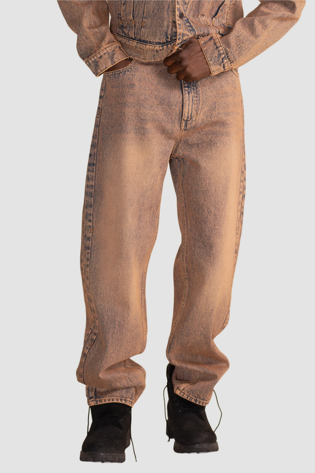 Daily Paper Washed Shield Amba Jeans - Brown
