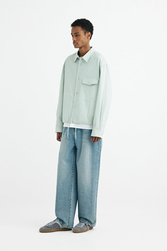 Solid Homme Layered Check Shirt - Green