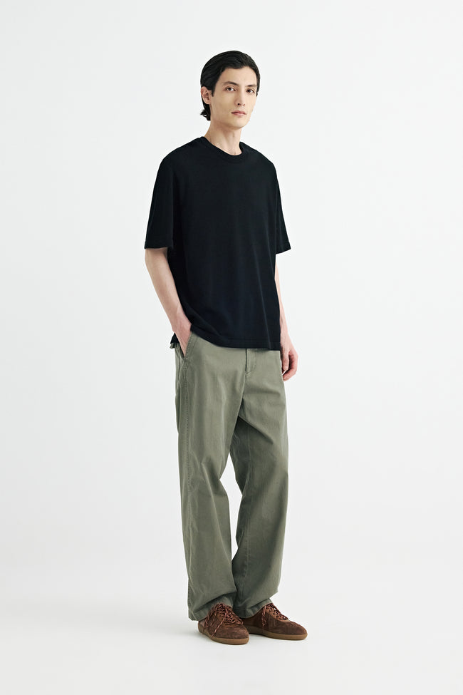 Solid Homme Solid Knit Back Logo Tee - Black