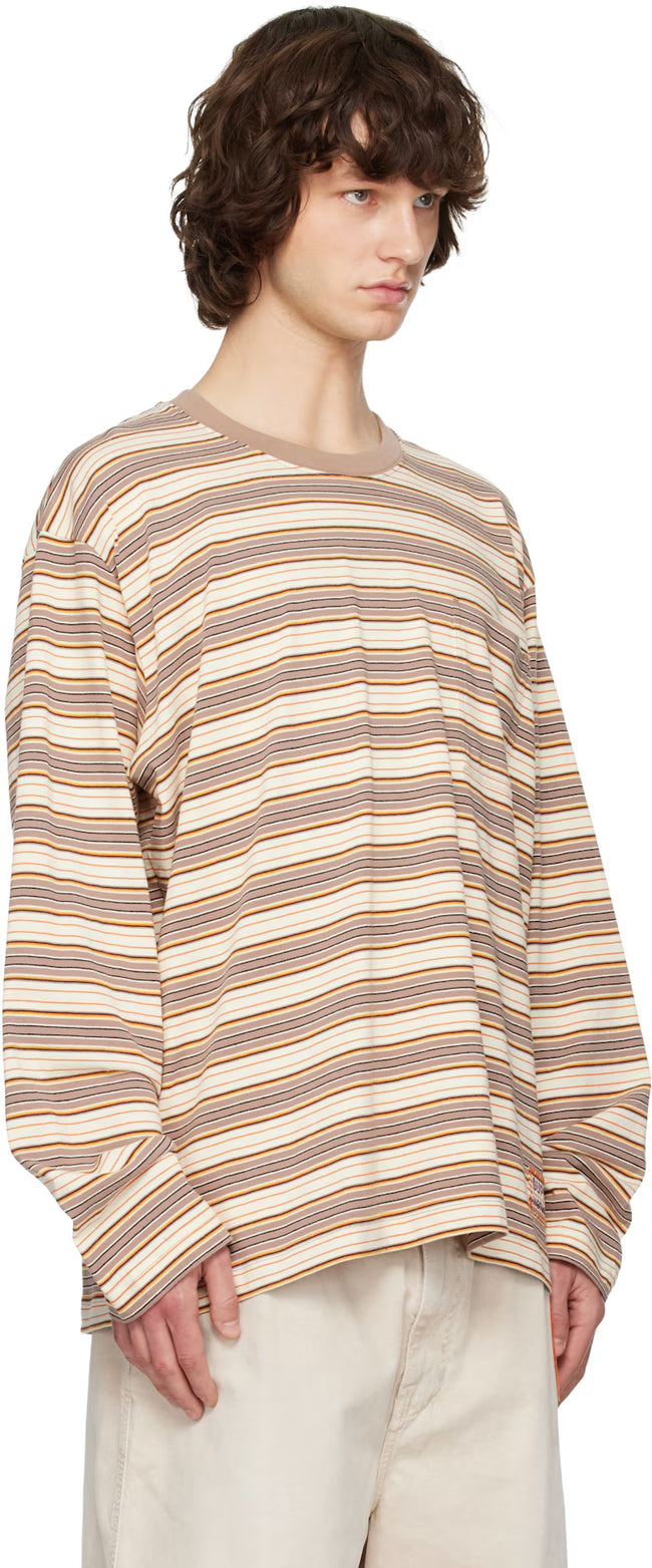 Solid Homme Stripe LS Tee - Beige