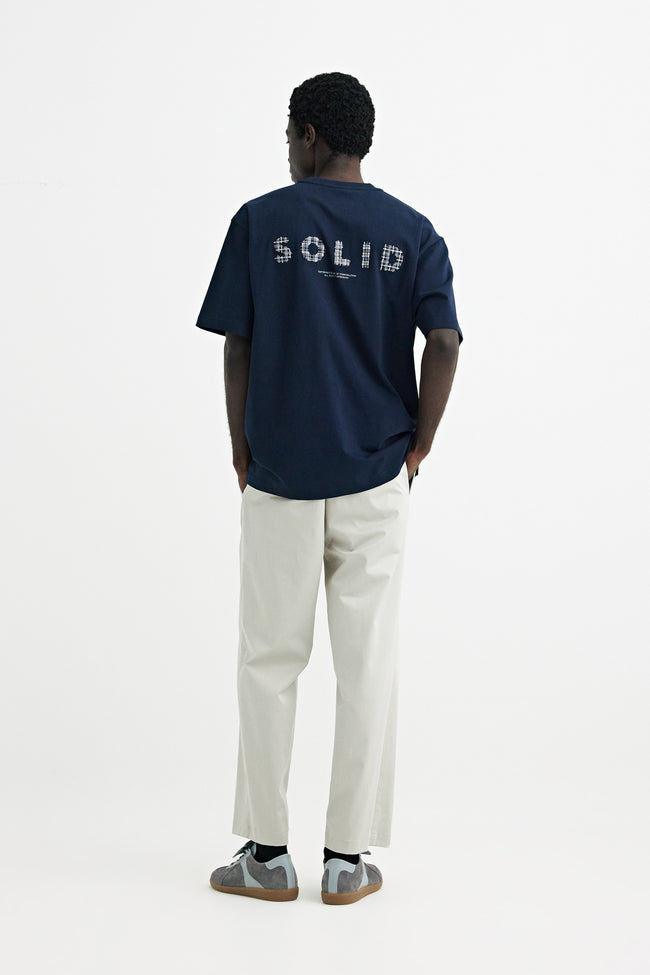 Solid Homme Solid Tweed Back Logo Tee - Navy