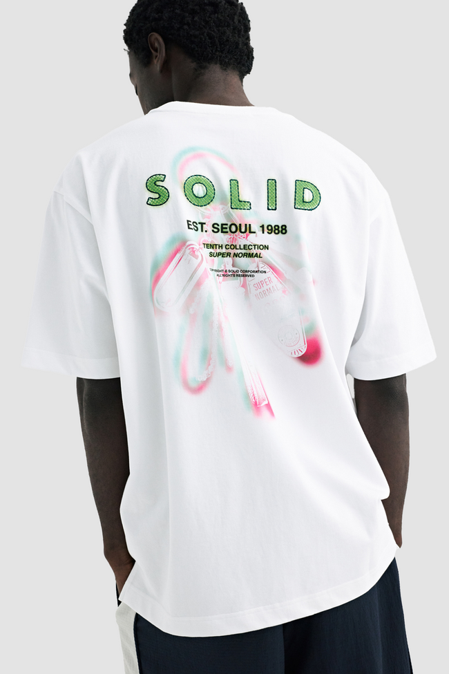 Solid Homme Solid Keyring Graphic Tee - White