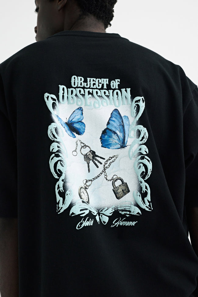 Solid Homme Butterfly Graphic SS Tee - Black