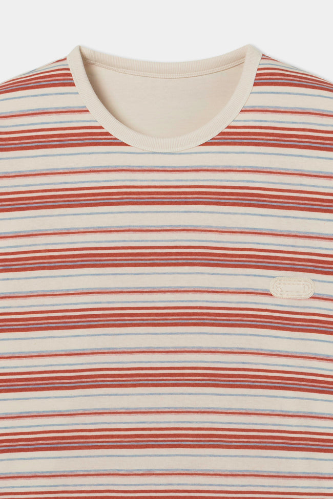 Solid Homme Inside Stripe Reversible Tee - Cream